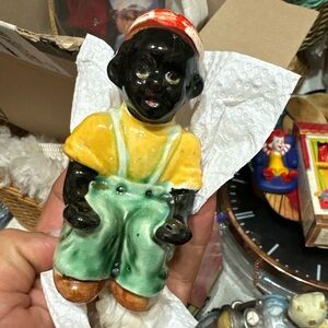 Vintage black American Ceramic boy Figurine salt shaker